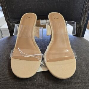 A New Day Wedge Sandals Clear Strap Ansel Platform Heels Tan Size 11 NWT